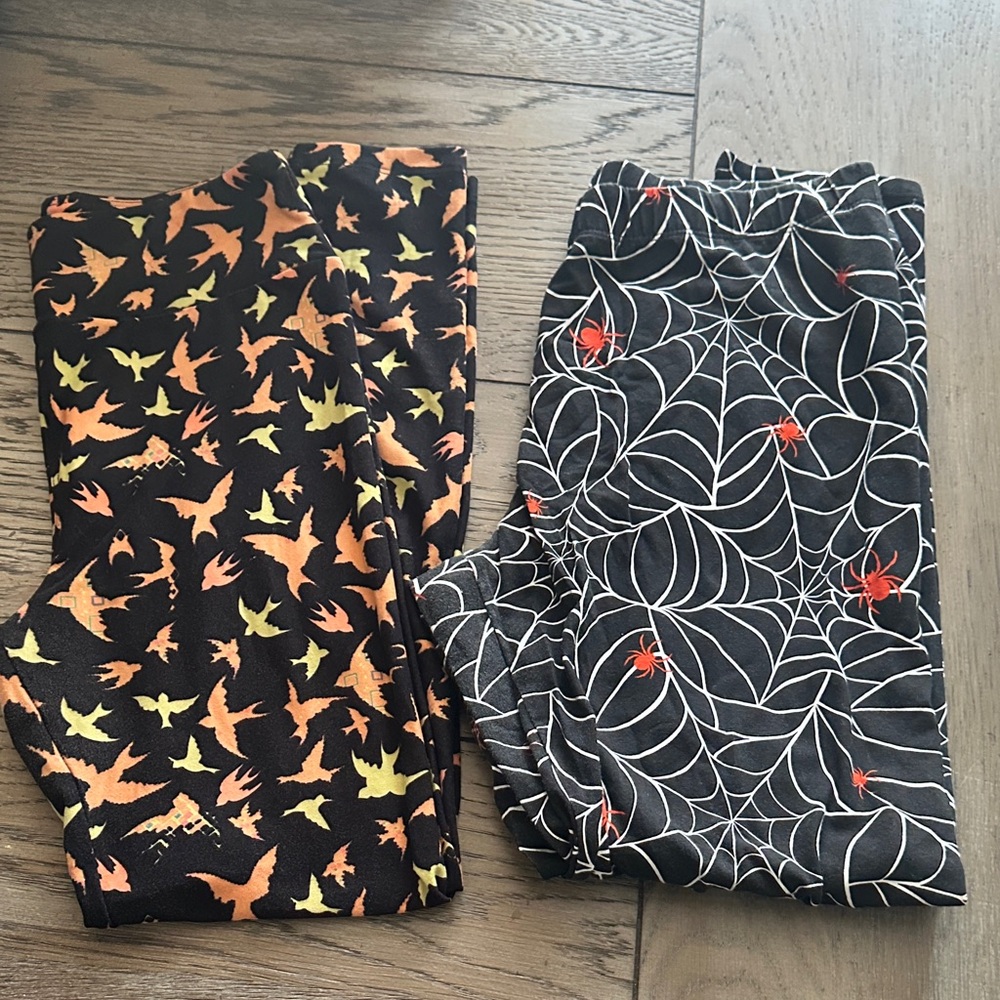 Halloween Leggings Bundle LuLaRoe OS Bats No Boundaries XL Spiderweb Pants Set